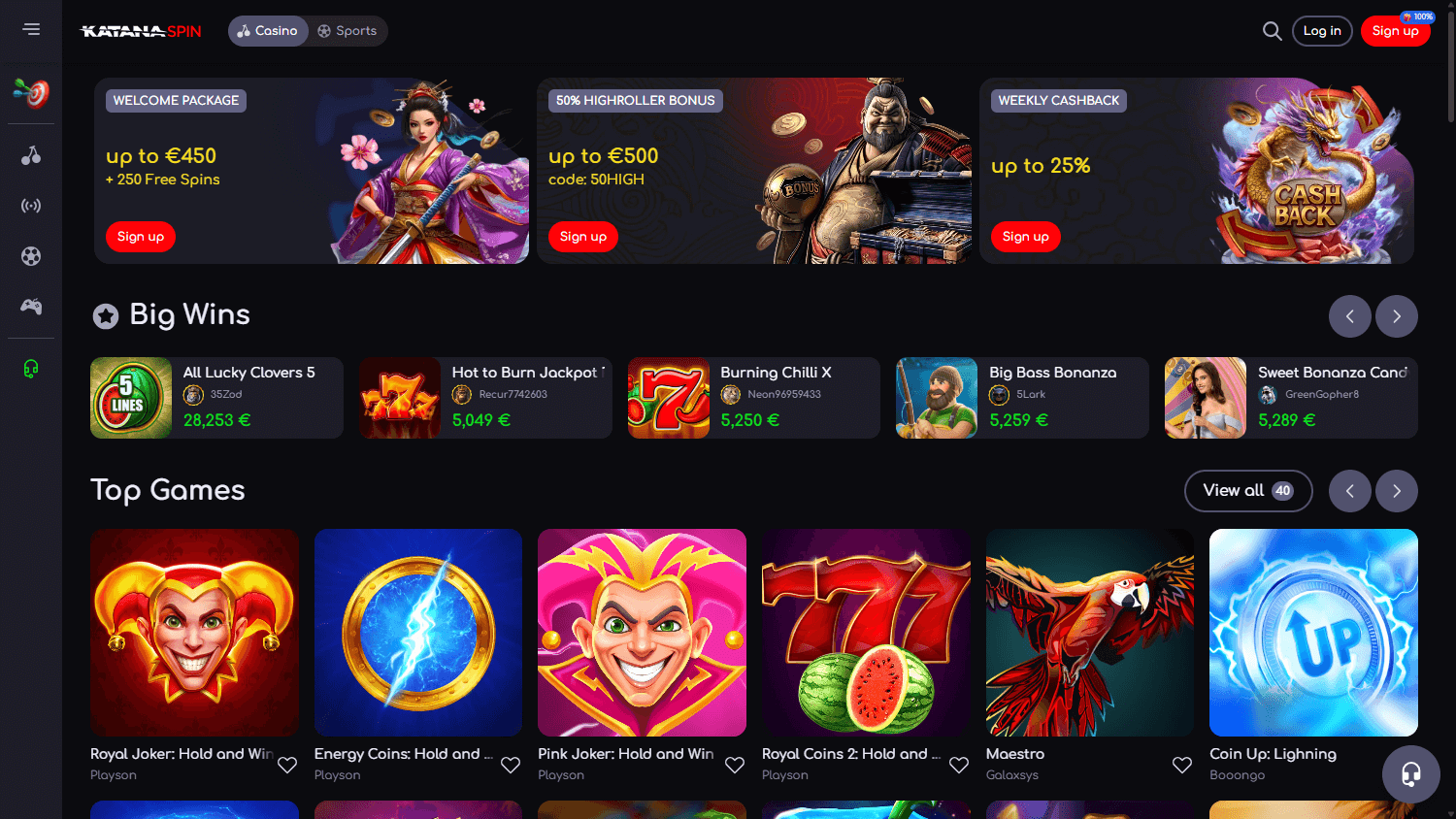 Katana Spin Casino Desktop screenshot