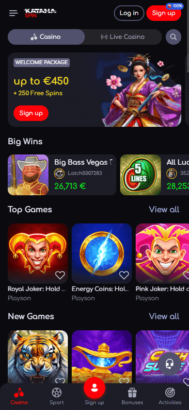 Katana Spin Casino Mobile screenshot